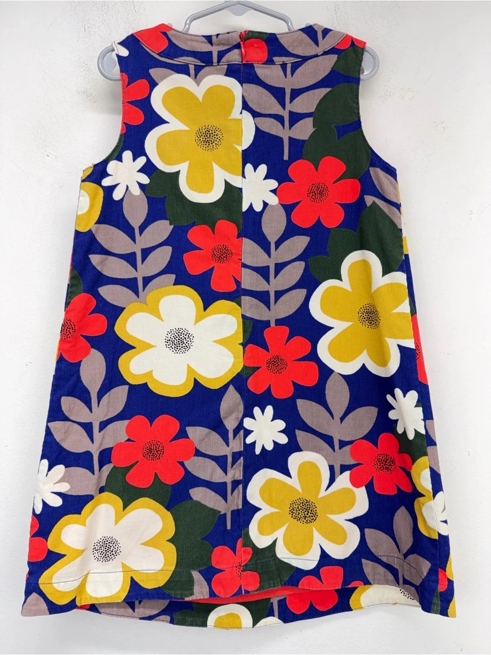 Mini Boden size 5-6 Girls Multicolor Retro Mod Floral Corduroy Pinny Dress